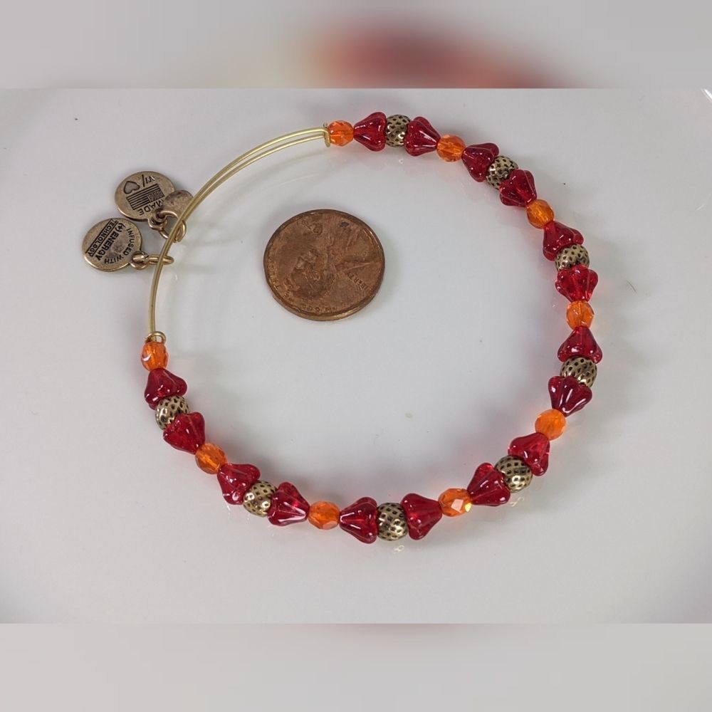 Alex and Ani Gold Red & Orange Beaded Bracelet